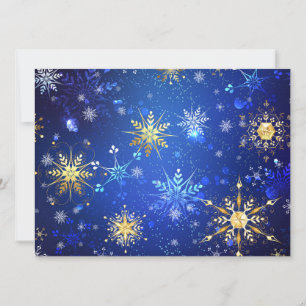 XMAS Blue Background with Golden Snowflakes Announcement