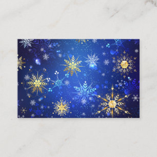 XMAS Blue Background with Golden Snowflakes Business Card