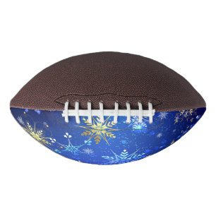 XMAS Blue Background with Golden Snowflakes Football