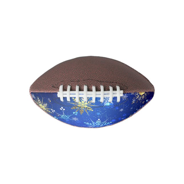XMAS Blue Background with Golden Snowflakes Football (Front)