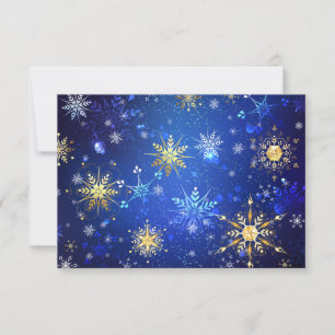 XMAS Blue Background with Golden Snowflakes Save The Date