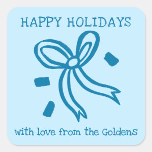 Xmas Bow Doodle CHRISTMAS Holiday Gift To From  Square Sticker