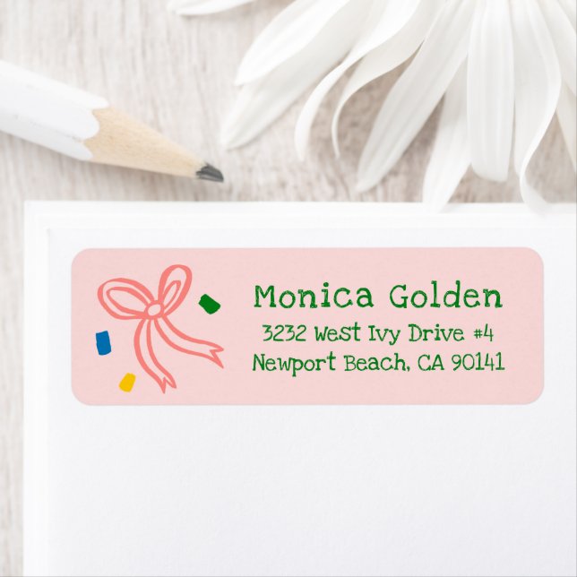 Xmas Bow Doodle CHRISTMAS Holiday Return Address (Insitu)