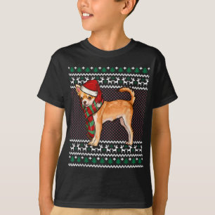 Xmas Brown Chihuahua Dog Santa Hat Ugly Christmas T-Shirt