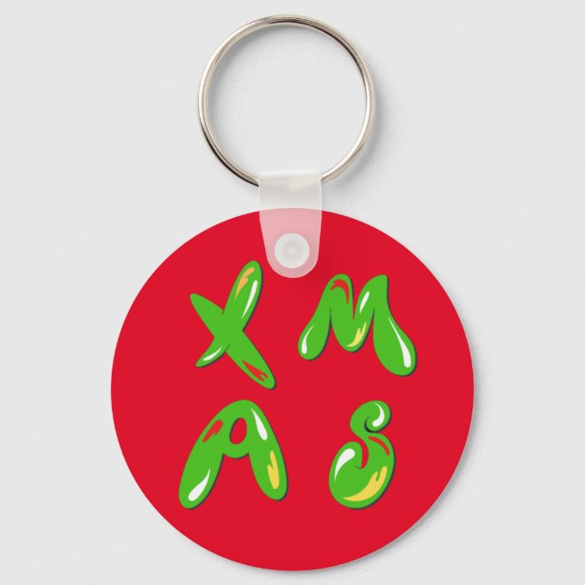 Xmas Bubble Text  Key Ring (Front)