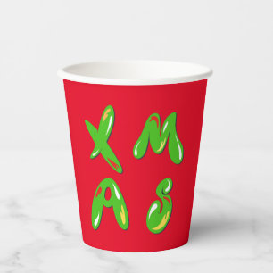 Xmas Bubble Text Paper Cups