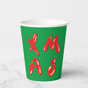 Xmas Bubble Text Paper Cups