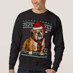 Xmas Bulldog Dog Santa Hat Ugly Christmas Sweatshirt