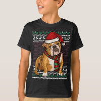 Xmas Bulldog Dog Santa Hat Ugly Christmas