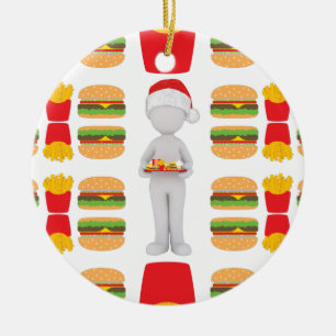 xmas burger santa claus ceramic tree decoration