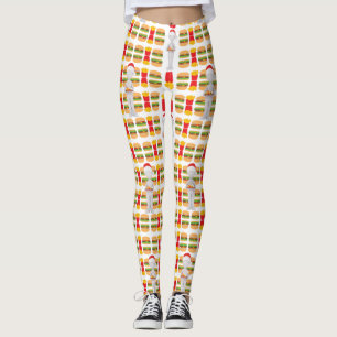 xmas burger santa claus leggings