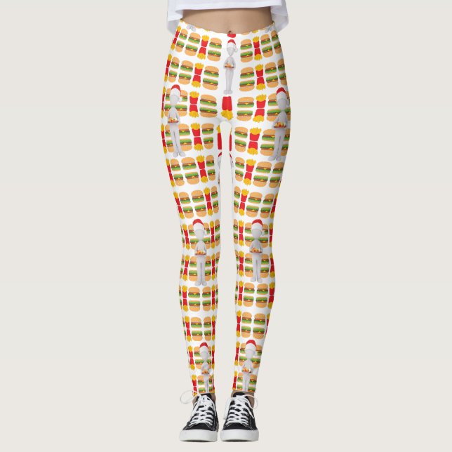 xmas burger santa claus leggings (Front)