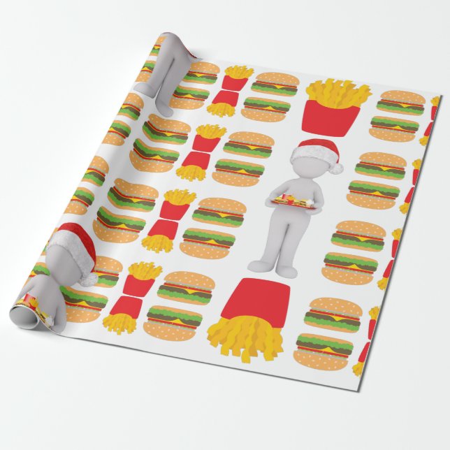 xmas burger santa claus wrapping paper (Unrolled)