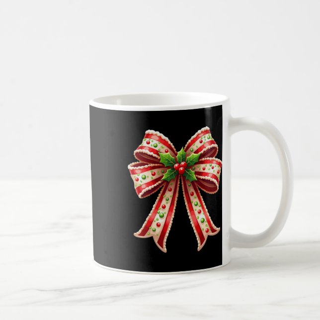 Xmas Candy Cane Bow Christmas  Coffee Mug (Right)