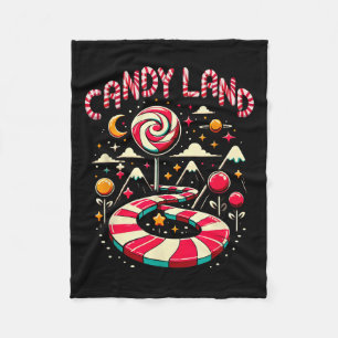 Xmas Candy Land Rainbow Trail Candy Cane Merry Chr Fleece Blanket