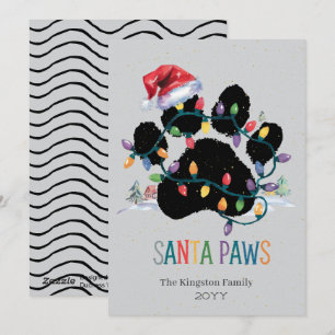Xmas Card Personalised Santa Paw Print