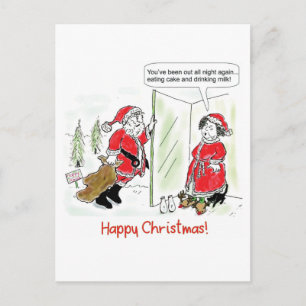 Xmas card...Santa on Xmas morning Postcard