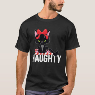 Xmas Cat Holiday Candy Cane Kids Naughty Christmas T-Shirt