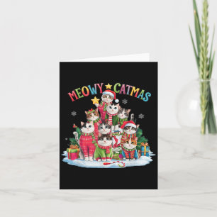 Xmas Cat Lover Meowy Catmas Cat Christmas Tree Lig Card