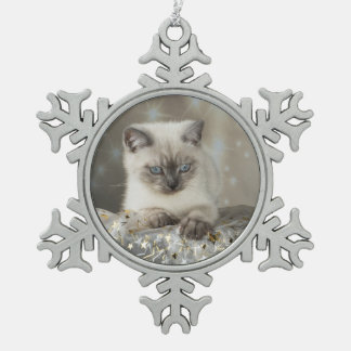 XMAS Cats Snowflake Pewter Christmas Ornament