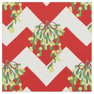 xmas chevron mistletoe fabric