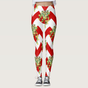 xmas chevron mistletoe leggings