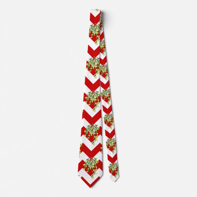xmas chevron mistletoe tie (Front)