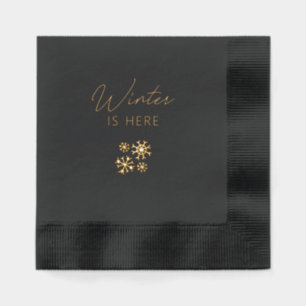 Xmas Chic Black & Gold Foil Stamped Napkins