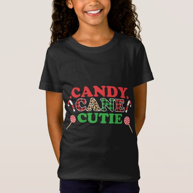 Xmas Christmas Candy Cane Buffalo Plaid T-Shirt (Front)