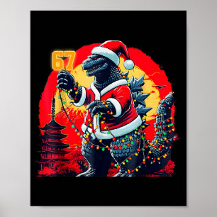 Xmas Christmas Santazilla 67 Funny Holiday Monster Poster