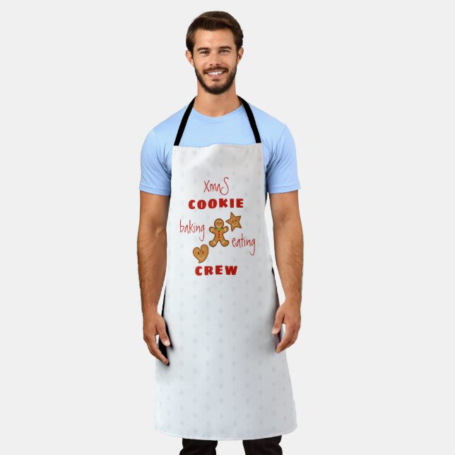 XmaS Cookie Baking&Eating Crew-Red text Apron (Worn)