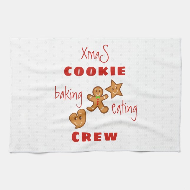 XmaS Cookie Baking&Eating Crew-Red Text  Tea Towel (Horizontal)