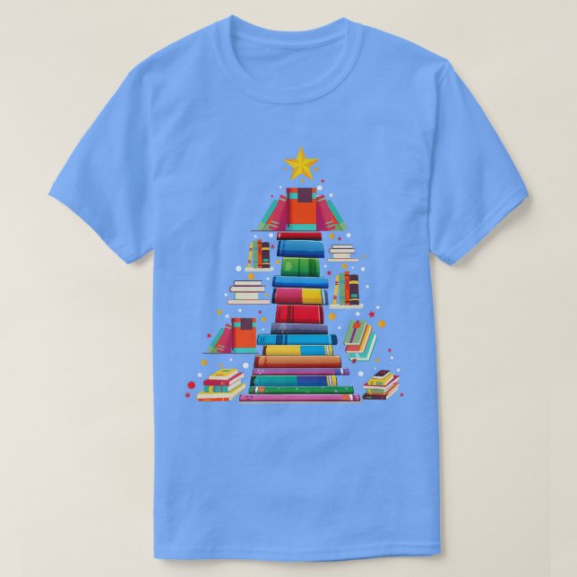 Xmas Cute Books Lovers Funny Holiday Books Christm T-Shirt (Design Front)
