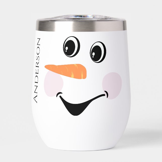 Xmas Cute Custom Snowman happy face cup coffee mug (Front)