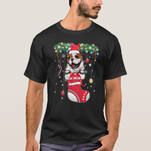 Xmas Cute English Bulldog Dog in Christmas Stocki T-Shirt
