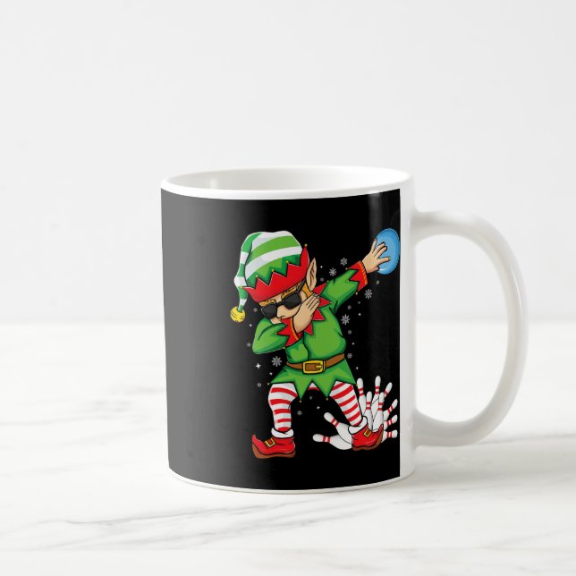 Xmas Dabbing Elf Bowling Ll And Pins Christmas Bow Coffee Mug (Right)