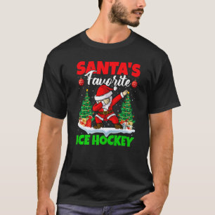 Xmas Dabbing Santa S Favourite Ice Hockey Christma T-Shirt