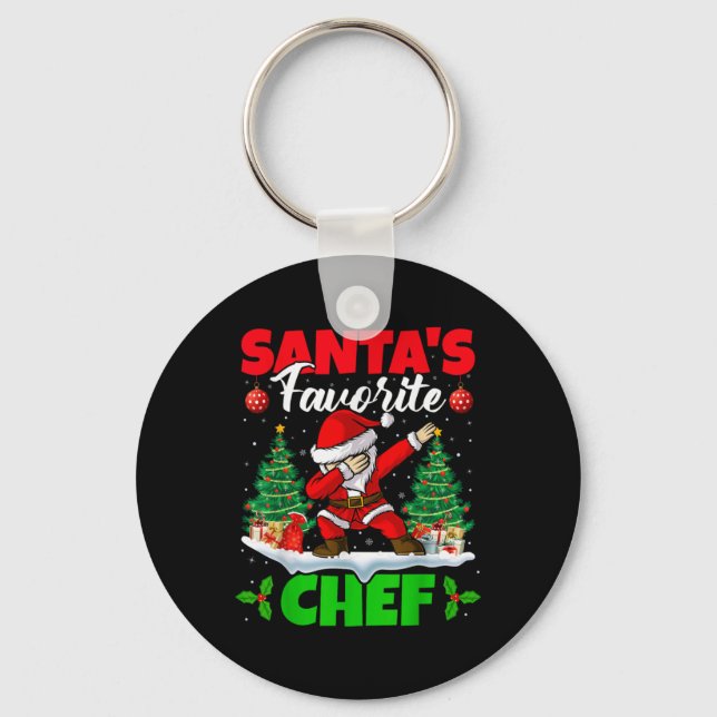 Xmas Dabbing Santas Favorite Chef Christmas  Key Ring (Front)