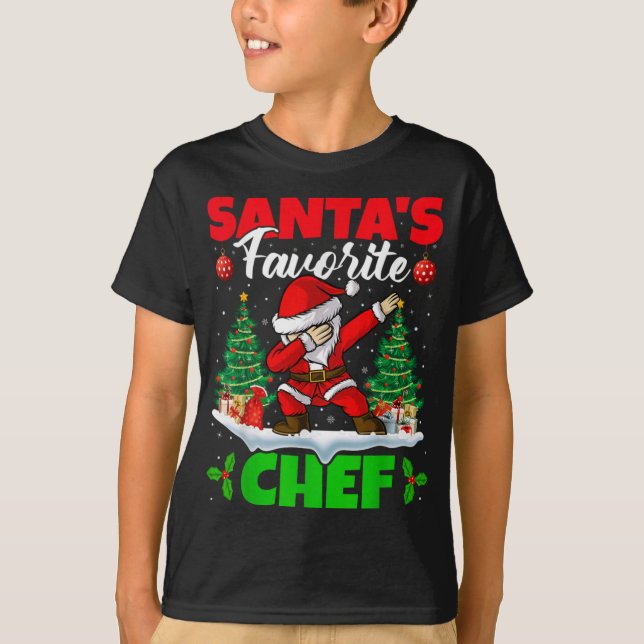 Xmas Dabbing Santas Favorite Chef Christmas  T-Shirt (Front)