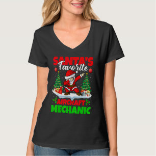 Xmas Dabbing Santa's Favourite Aircraft Mechanic C T-Shirt