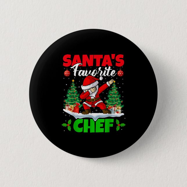 Xmas Dabbing Santa's Favourite Chef Christmas  6 Cm Round Badge (Front)