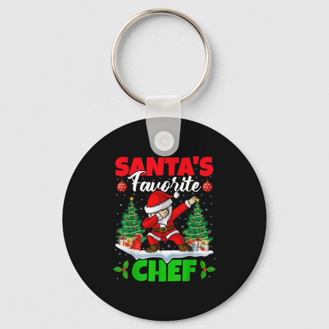 Xmas Dabbing Santa's Favourite Chef Christmas  Key Ring (Front)