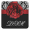 Xmas Damask Wedding Stickers Red Rose Black White