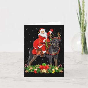 Xmas Decor Funny Santa Riding Rottweiler Dog Chris Card