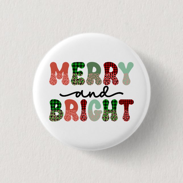 Xmas Decor Merry And Bright 3 Cm Round Badge (Front)