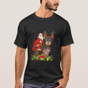 Xmas Decor Santa Riding Yorkshire Terrier Dog Chri T-Shirt