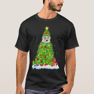Xmas Decoration Lights Santa Bichon Frise Dog Chri T-Shirt