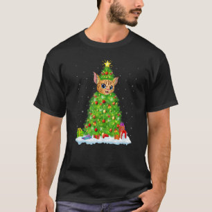 Xmas Decorations Lights Santa Bobcat Christmas Tre T-Shirt