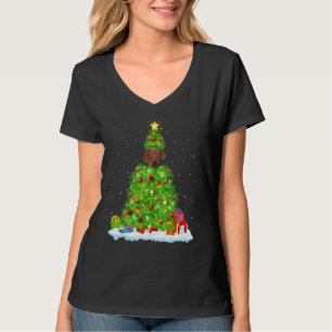 Xmas Decorations Lights Santa Coonhound Dog Christ T-Shirt