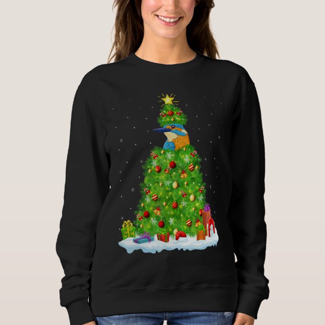 Xmas Decorations Lights Santa Kingfisher Bird Chri Sweatshirt (Front)